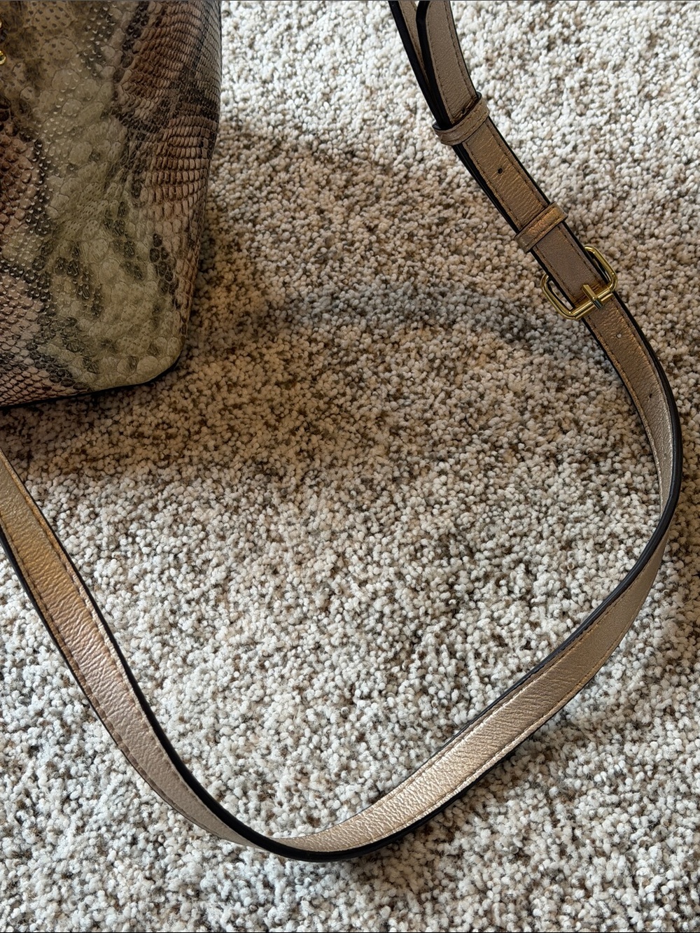 Calvin Klein Snake-Print Studded Tote Bag in Beige and Brown - Picture 2 of 12